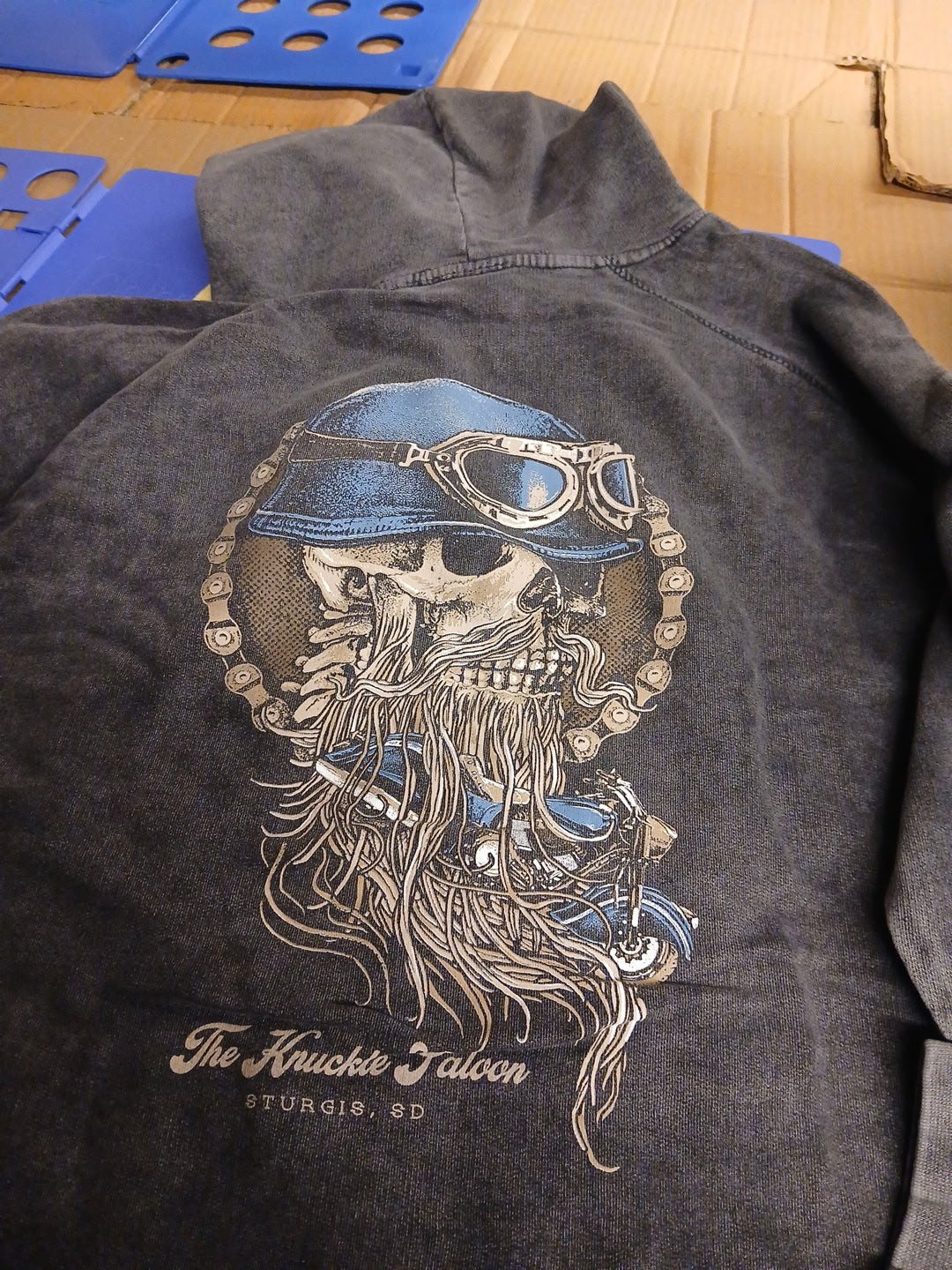 Blue Helmet W/ Skull Hoodie Sweater